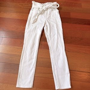 7 For All Man Kind Paper Bag style White Jeans, Size 24